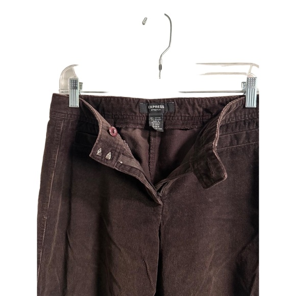 EXPRESS Wide Leg Pants Women Size 5/6R Dark Brown Corduroy Stretch Fall Fashion - Picture 4 of 5